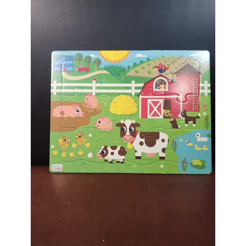 Four Frame Tray Puzzles Chuckle & Roar 12-24 PCS Animals Dinos Zoo Farm Jungle